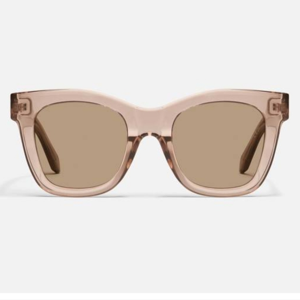 NEW QUAY AFTER HOURS Doe Clear Women's Transparent Blush Square Sunglasses -